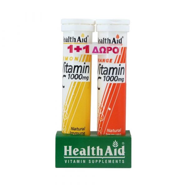 Health Aid Vitamin C 1000Mg Lemon Eff. 20S Promo (+Vitamin C1000Mg Δώρο)