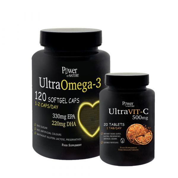 Power Sport Ultra Omega-3 120S Promo (+ Δώρο Ultra Vit-C500Mg 20S)