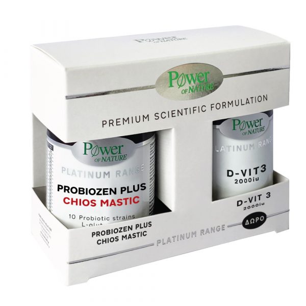 Power Platinum Probiozen Plus Chios Mastic 15 Caps Promo (+ Δώρο D-Vit3 2000Iu 20 Tabs)