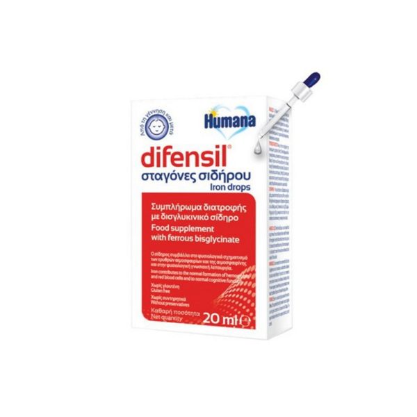 Humana Difensil Σταγόνες Σιδηρου 20ml - Συμπλήρωμα Διατροφής Με Δισγλυκινικό Σίδηρο