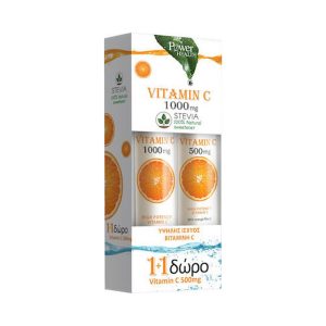 Power Health Vitamin C 1000Mg Stevia 20S + Δώρο Vitamin C 500Mg 20S