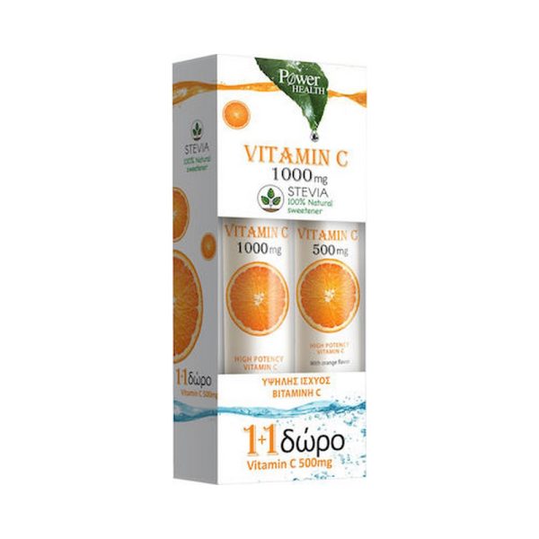 Power Health Vitamin C 1000Mg Stevia 20S + Δώρο Vitamin C 500Mg 20S