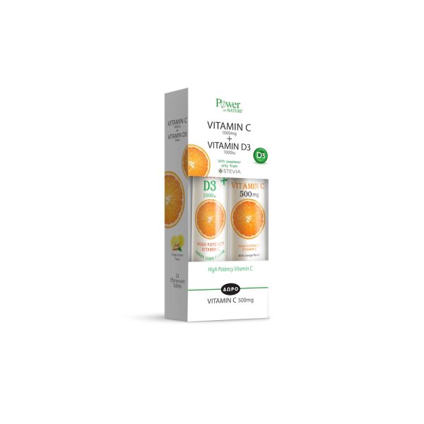 Power Health Vitamin C 1000Mg Stevia 20S + Δώρο Vitamin D3 2000Iu 20S