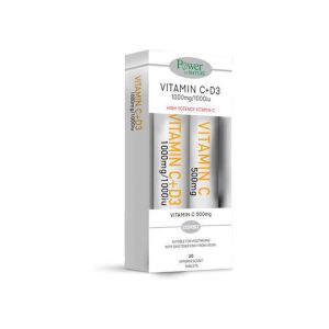 Power Vitamin C 1000Mg & D3 1000Iu Stevia 20S + Δωρο Vit C 500Mg 20S