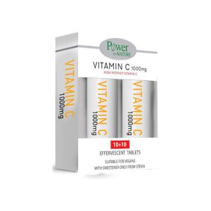 Power Vitamin C 1000Mg Stevia 10S+10S Αναβρ.