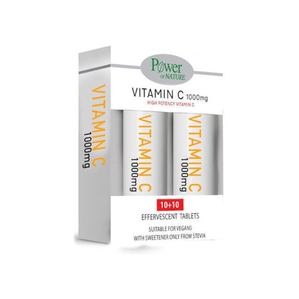 Power Vitamin C 1000Mg Stevia 10S+10S Αναβρ.